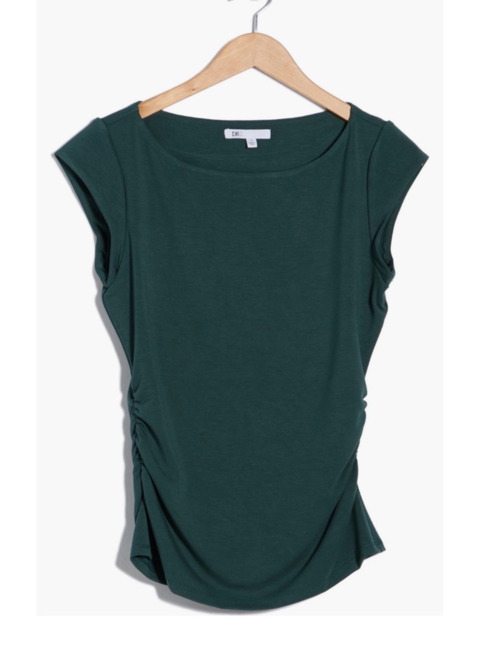 DR2 by Daniel Rain Cap Sleeve Ruched Side Blouse Top Large